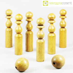 Birilli e sfere in legno per bowling vintage