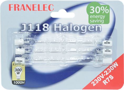 LAMPE TUBE HALOGENE *3* 300W LG.118 MM