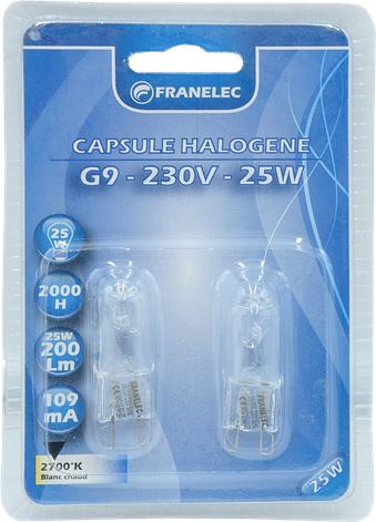 LAMPE HALOGENE G9 25W 230V CLAIRE