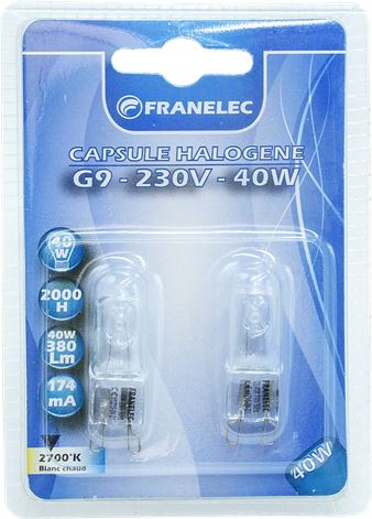 LAMPE HALOGENE CLAIRE G9 40W *2 PCS*230V