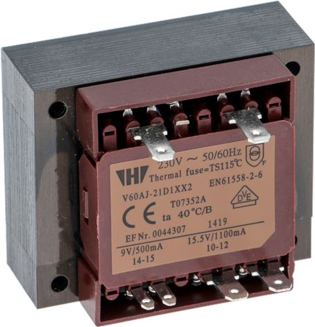 TRASFORMATORE 230V 50/60Hz 9/15,5V