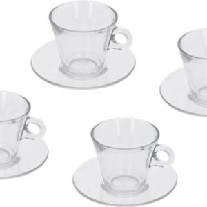 SET 4 TAZZE CAPPUCCINO/THE IN VETRO