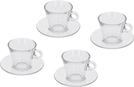 SET 4 TAZZE CAPPUCCINO/THE IN VETRO