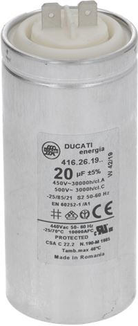 CONDENSATORE 20µF 450-500VAC 50/60HZ CL.