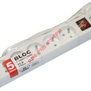 BLOC 5 PRISES 10/16A + INTERRUPTEUR