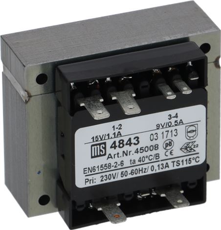 TRASFORMATORE 230V 50/60Hz - 15/9V