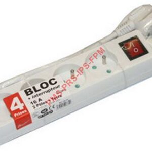 BLOC 4 PRISES 10/16A + INTERRUPTEUR