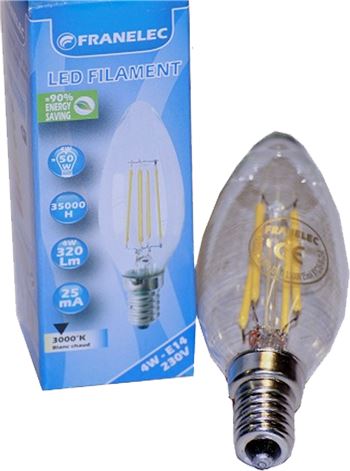 LAMPE FILAMENT LED A++ 4W>50W E14