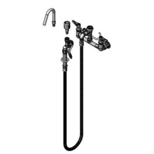 8" WALL MOUNT FAUCET, VB, SPRAY VALVE W/