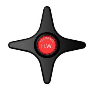 BLACK 4-ARM LAB HANDLE, SCREW & RED HW